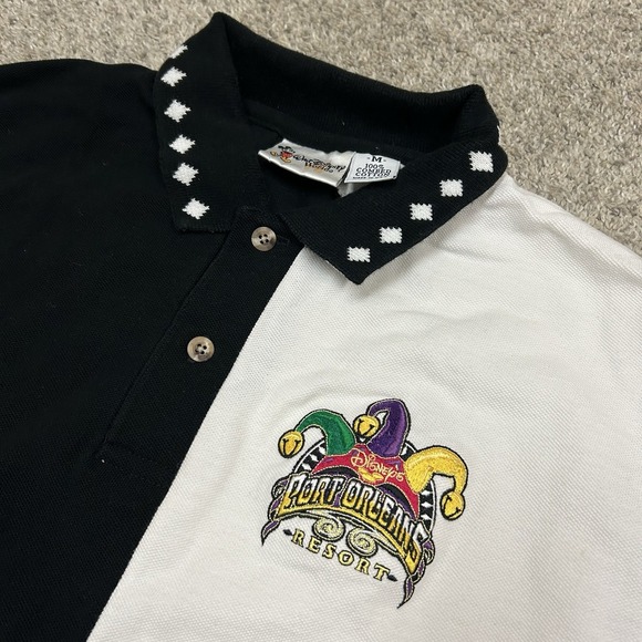 Vintage Walt Disney World Port Orleans Polo Shirt Mens Medium Colorblock Resort - Picture 6 of 8